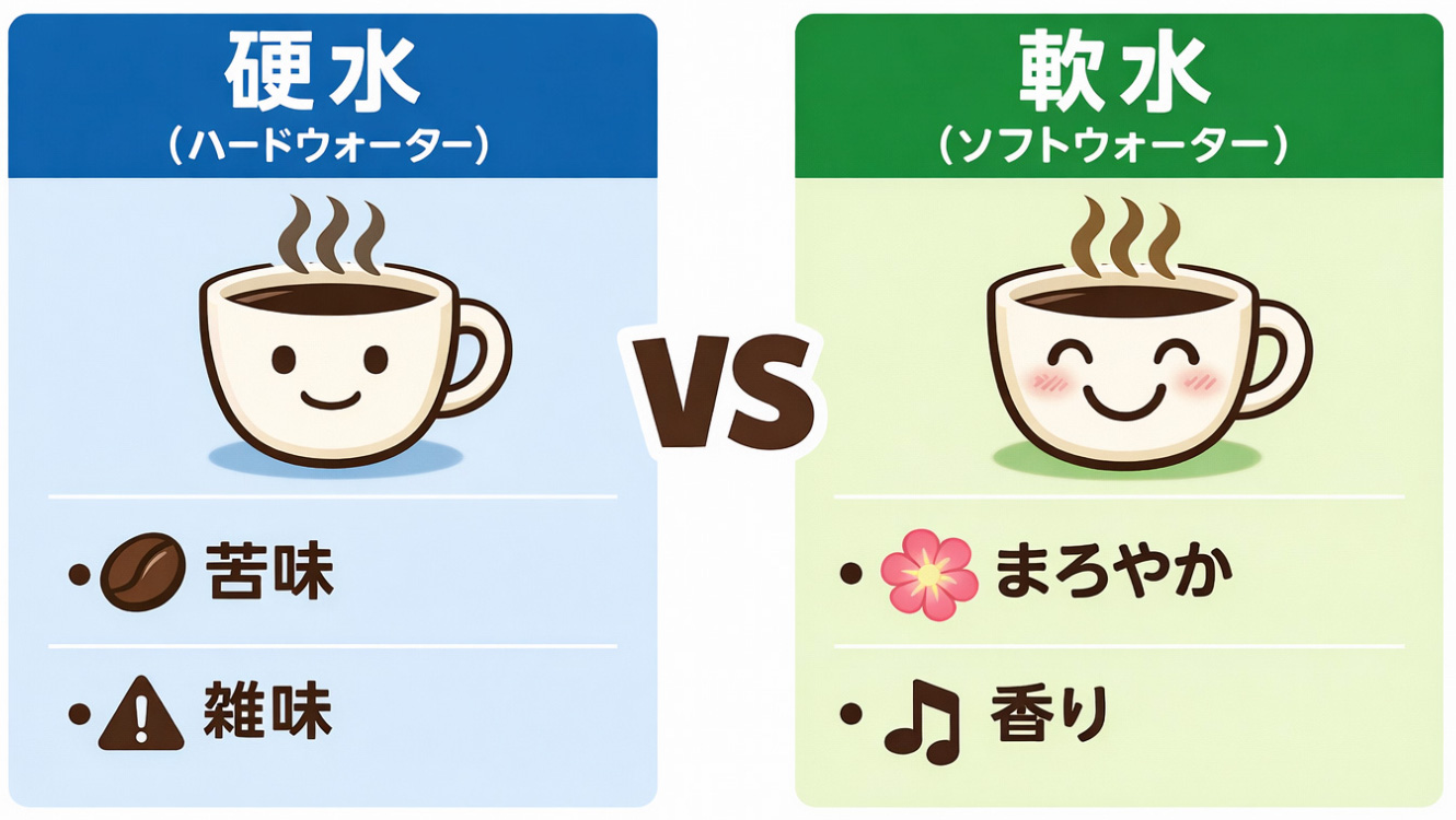 硬度によるコーヒーの味の違い比較図解